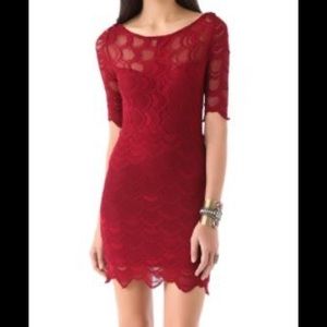 Nightcap Burgundy Red Lace Mini Dress